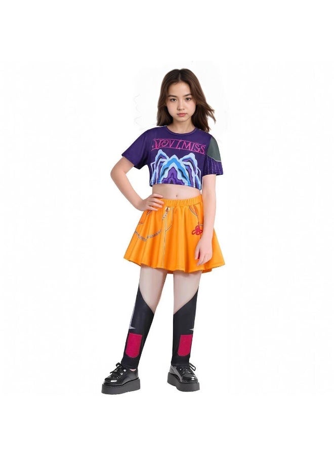 JAYATO Halloween K-POP Demon Hunters Team Cosplay Costume, Mira Anime Costume - (Top + Skirt Pants) 130 cm for Girls, Birthday Gifts - Image 3